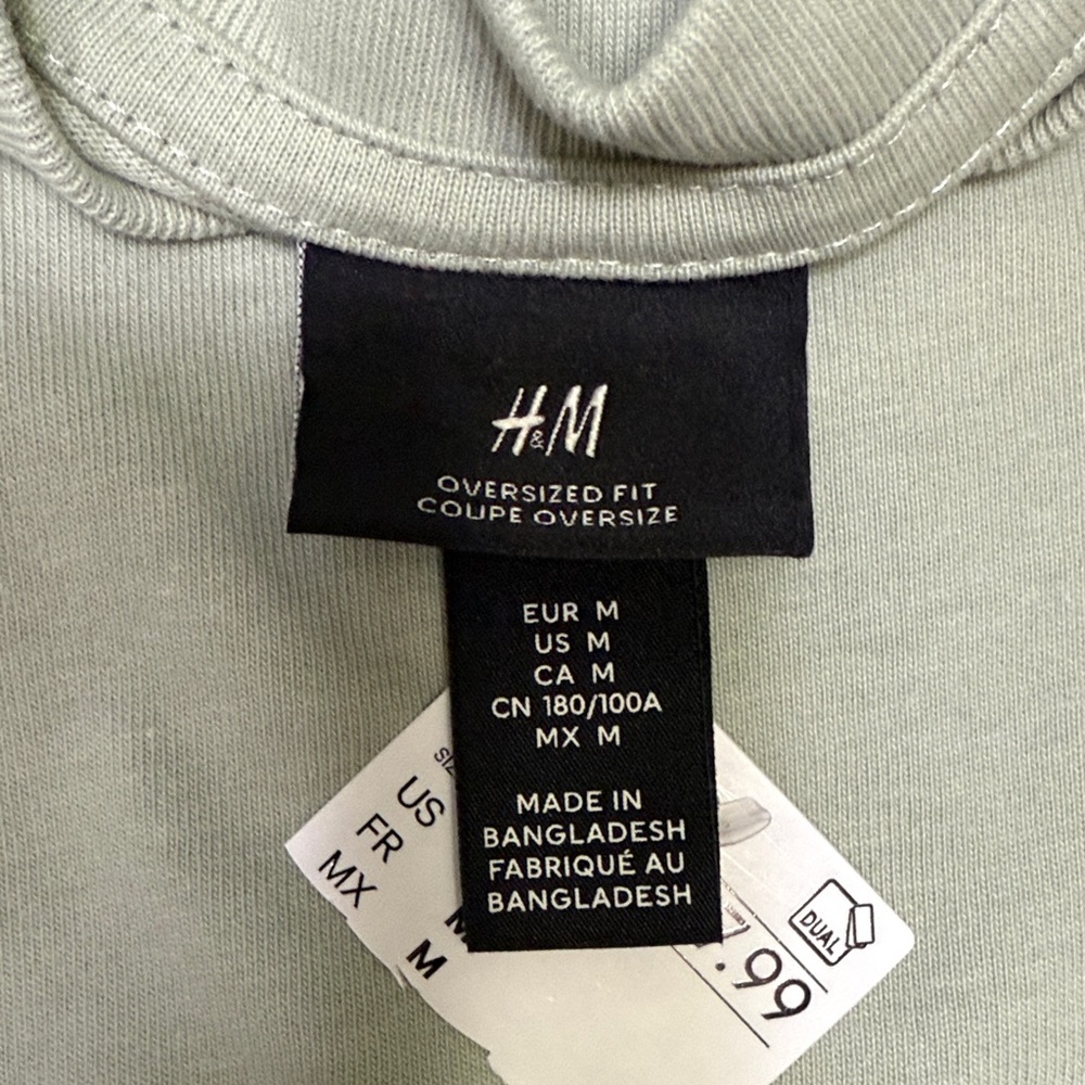 Men's Light Green T-Shirt H&M OVERSIZED-FIT T-SHIRT - Picture 8 of 8